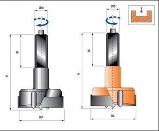 TCT بدنه فولادی بیت مته برای لولا، قرمز (LH) و یا سیاه و سفید (ره) رنگ نقاشی سطح